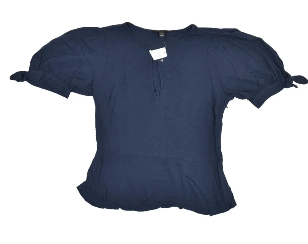 NEW Banana Republic Women's Blue Peplum Tie Blouse Top Regular Size M